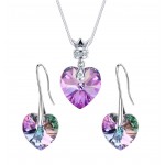 Monemel Purple Swarovski Heart Shape silver Necklace - ALL - Monemel